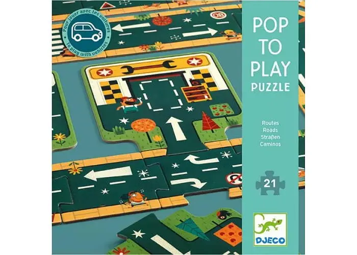 Настільна гра Djeco Пазл Автотраса, 21 ел. (гігант) (Pop to Play Puzzle: Roads) (DJ07162) - фото 5