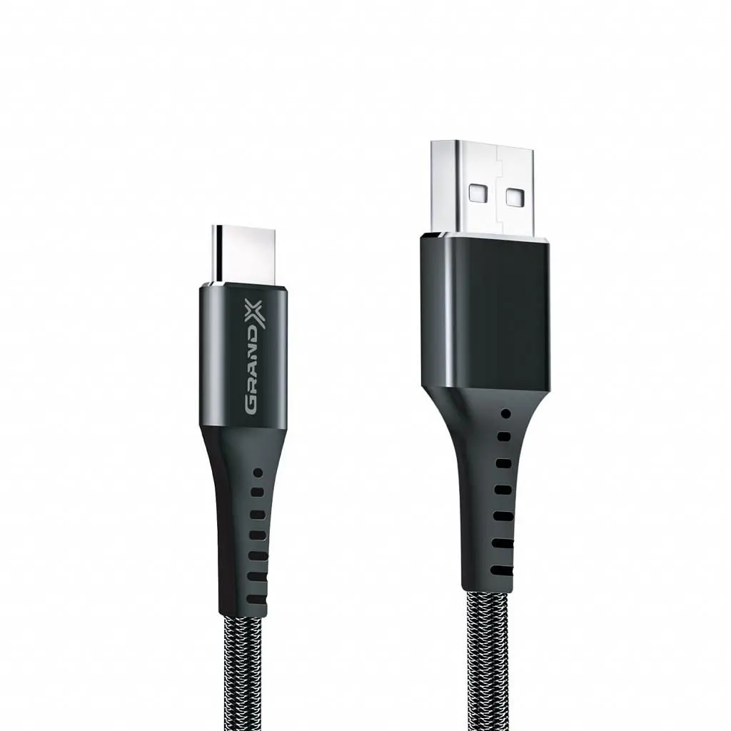 Дата кабель USB 2.0 AM to USB-C 1.2m Black Grand-X (FC-12B) - фото 3