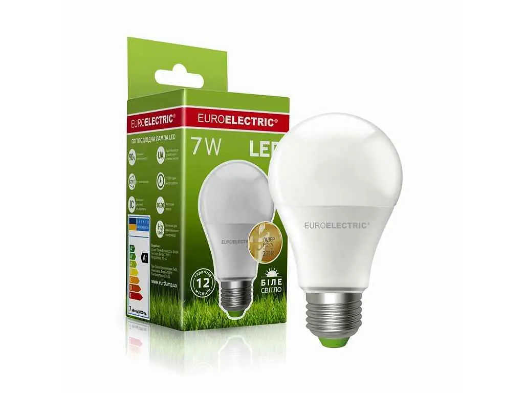 Лампа світлодіодна EUROELECTRIC 7W E27 4000K A60