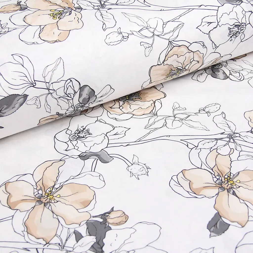 Комплект постільної білизни Cosas полуторний з простирадлом на резинці PASTEL FLOWERS CS1 160 x 220 см (FlowersBeigeWhite_El-111Urban_160) - фото 14