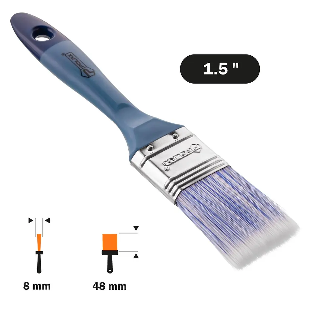 Пензель флейцевий Polax 1,5″, тип «Acrylic», професійний, штучний ворс, пластикова ручка (03-008) - фото 3