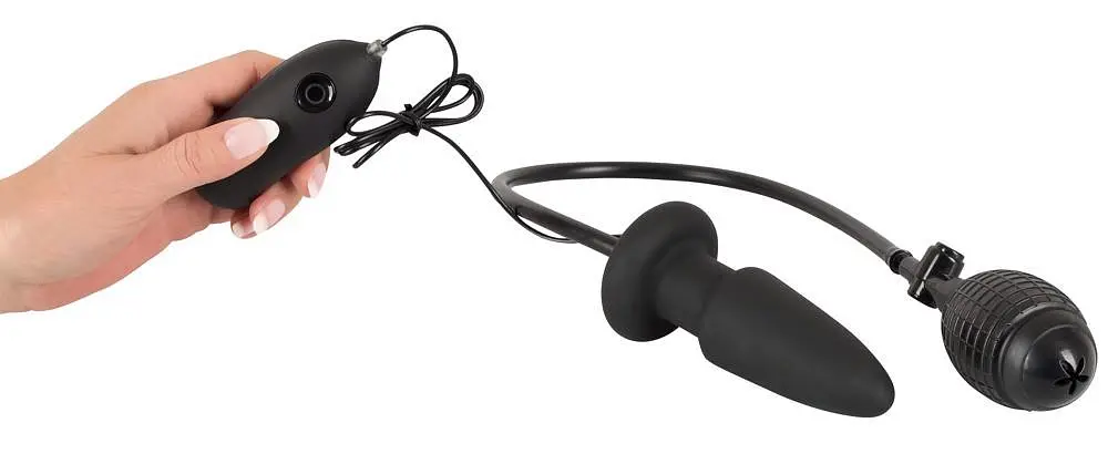 Анальна пробка Orion Inflatable + Vibrating Butt Plug 12.2 см (чорний) - фото 4