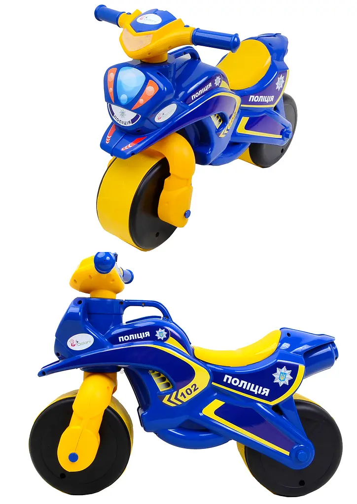 Мотоцикл Doloni-toys Байк Полиция, музыкальный, синий с желтым, 0157 - фото 2