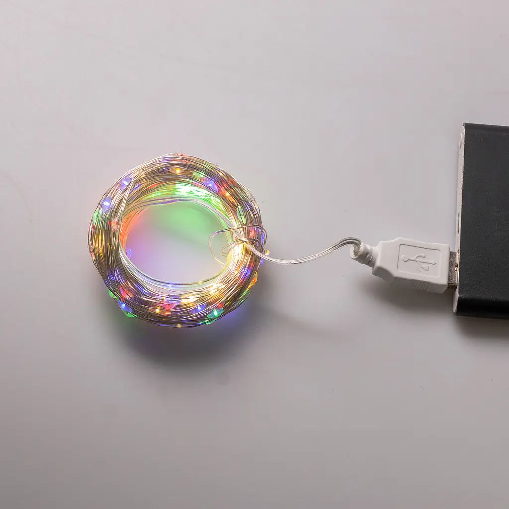 Гірлянда Роса нитка 200 LED довжина 20 м USB, мультиколор GarlandoPro USB200L20MWML - фото 9
