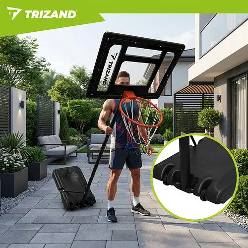 Баскетбольна стійка мобільна Trizand 27364, регульована висота 150–210 см, баскетбольне кільце зі щитом та м’ячем - фото 4