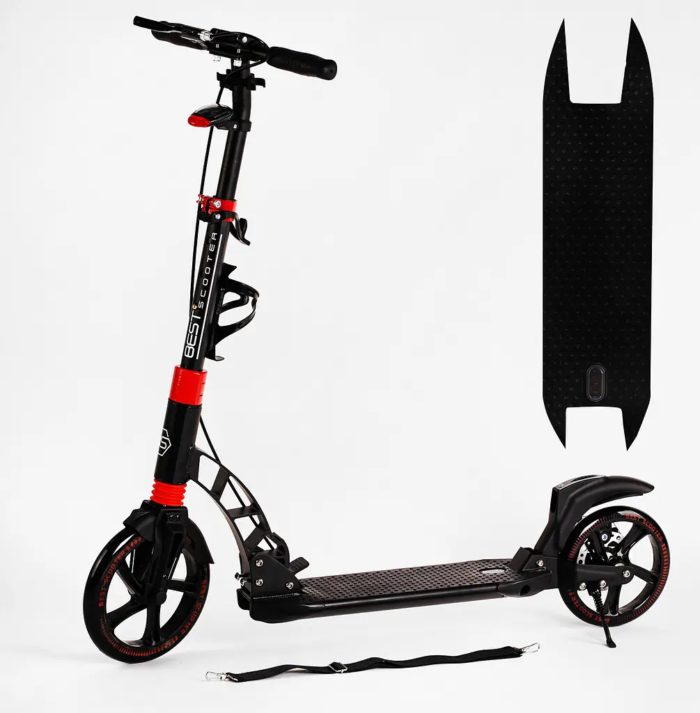 Самокат Best Scooter 49х14х93-103 см Чорно-червоний 000231377 - фото 2