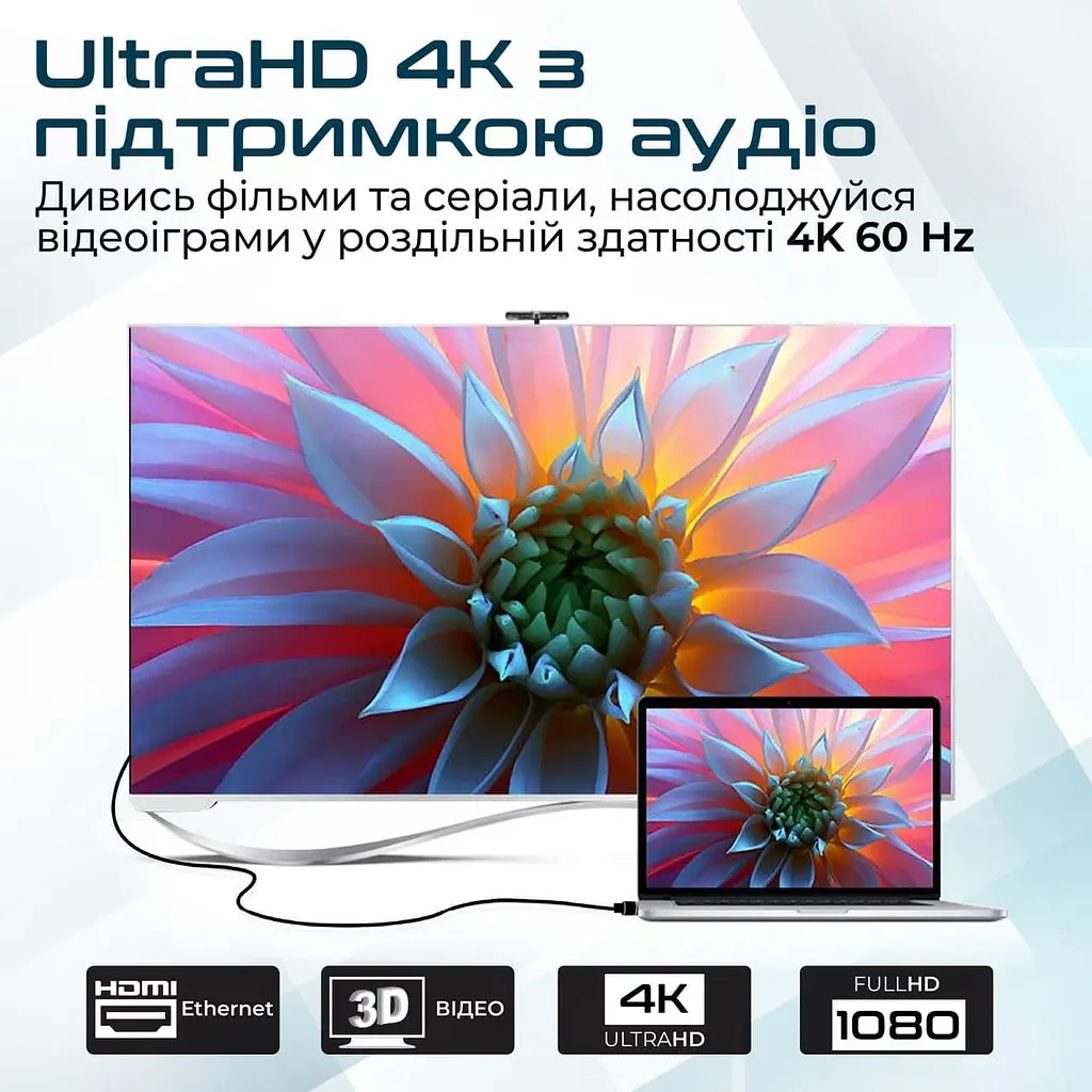 Кабель Promate HDMI-HDMI V 2.0 50 м (prolink4k1-500.black) - фото 3