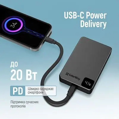 Батарея універсальна ColorWay 10 000 mAh PD/22.5W, 15W MagSafe Black (CW-PB100LPA1BK-WPDD) - фото 10
