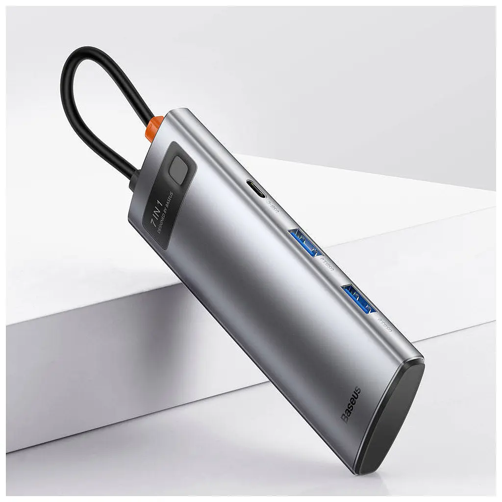 Порт-реплікатор Baseus 7-in-1 Metal Gleam Series Type-C to HDMI+USB+SD/TF Docking Station (WKWG020113) - фото 10