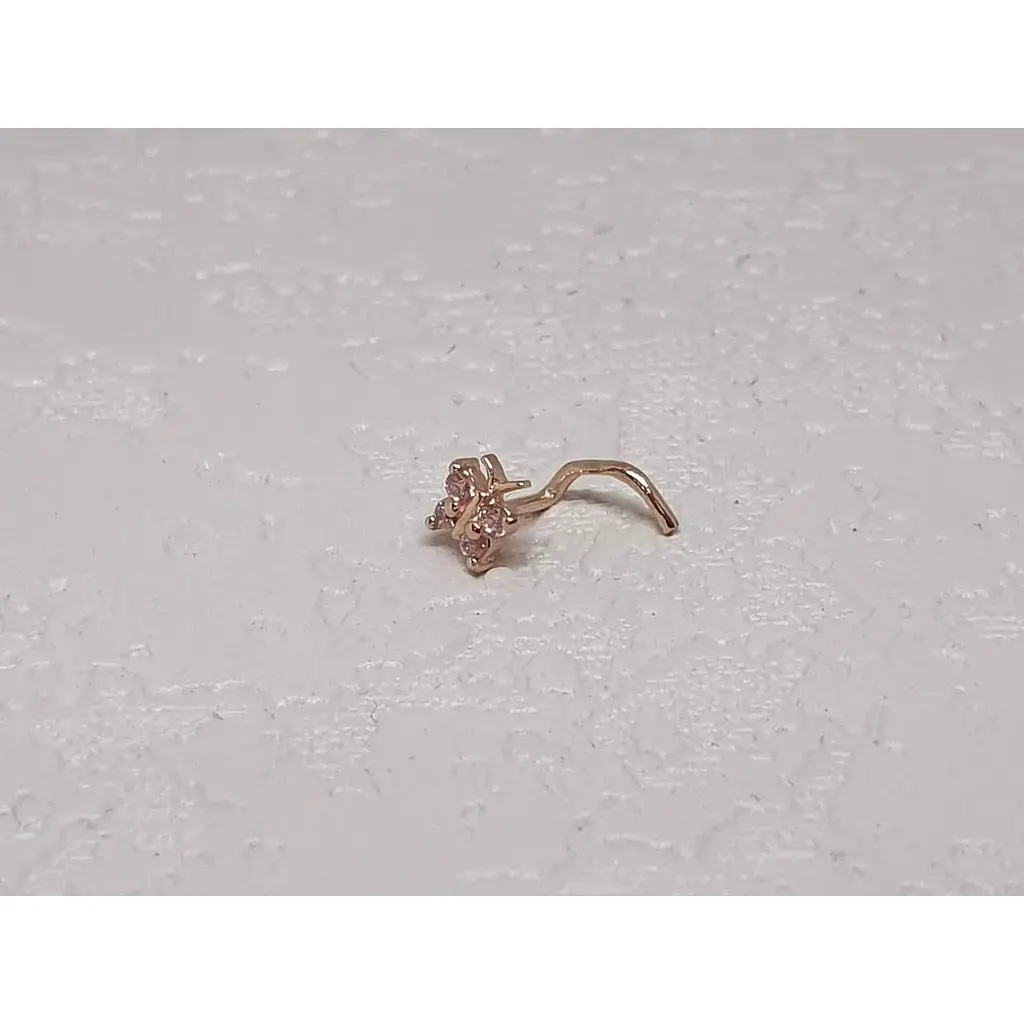 Золотая серьга-пирсинг в нос Dear с фианитами. 1041.13 Розовый (светлый) - фото 2