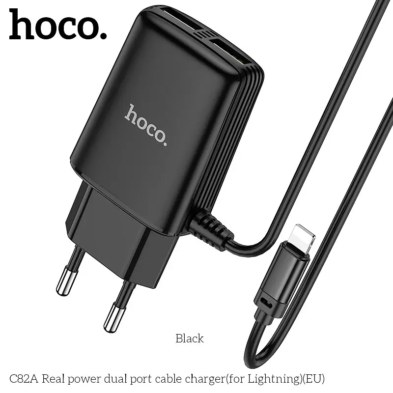 Адаптер HOCO Lightning cable Real power C82A |2USB, 2.4A| - фото 2