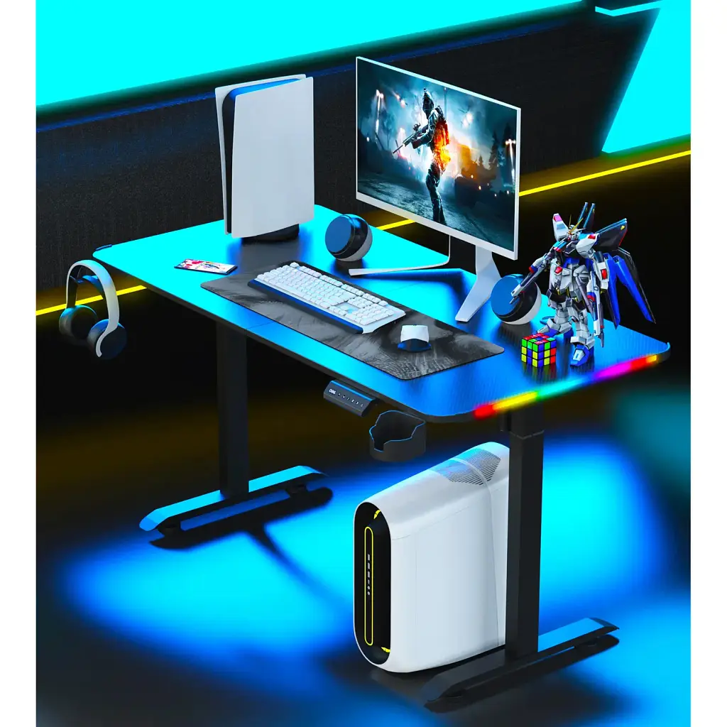 Компьютерный игровой стол GT Racer T-1231 (120x60x73-117) Black [123417] - фото 3