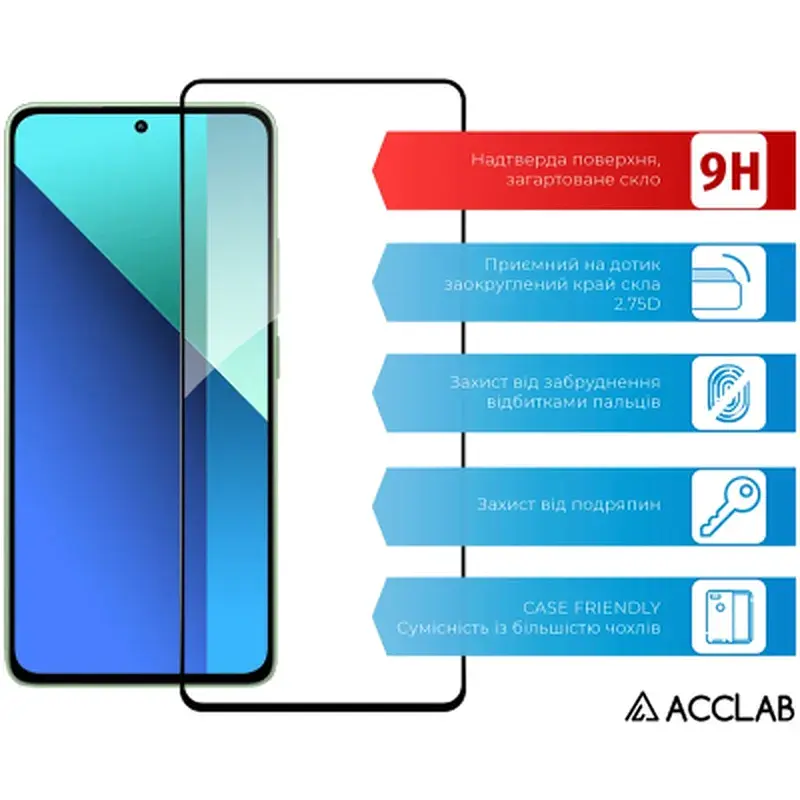 Скло захисне ACCLAB Full Glue Xiaomi Redmi Note 13 4G Black (1283126583704) - фото 3