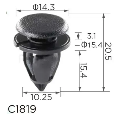 Кліпса кріплення обшивки дверей RENAULT GM OPEL NISSAN (OEM: 7703077434 / 93160780 / 4411887) (C1819) - фото 2