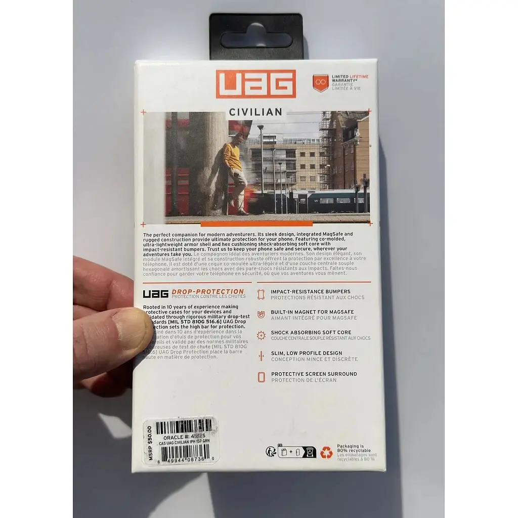 Оригінальний протиударний чохол UAG Civilian MagSafe для iPhone 15 Pro (6.1") Olive (114275117272) - фото 5