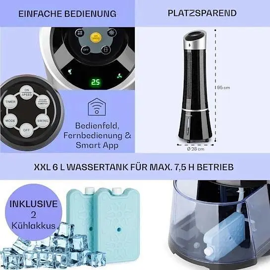 Мобильный кондиционер-вентилятор Klarstein Skyscraper Ice Smart 4-в-1 (10040205) - фото 6