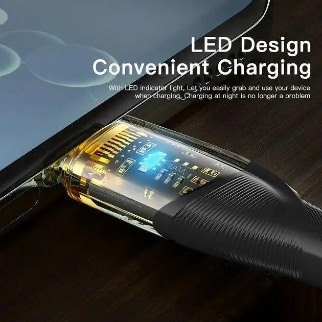 Кабель Essager USB Type-C to USB Type-A PD QC 7A Cable 100W 2м, чорний (EXCT-XJA01-P) - фото 4