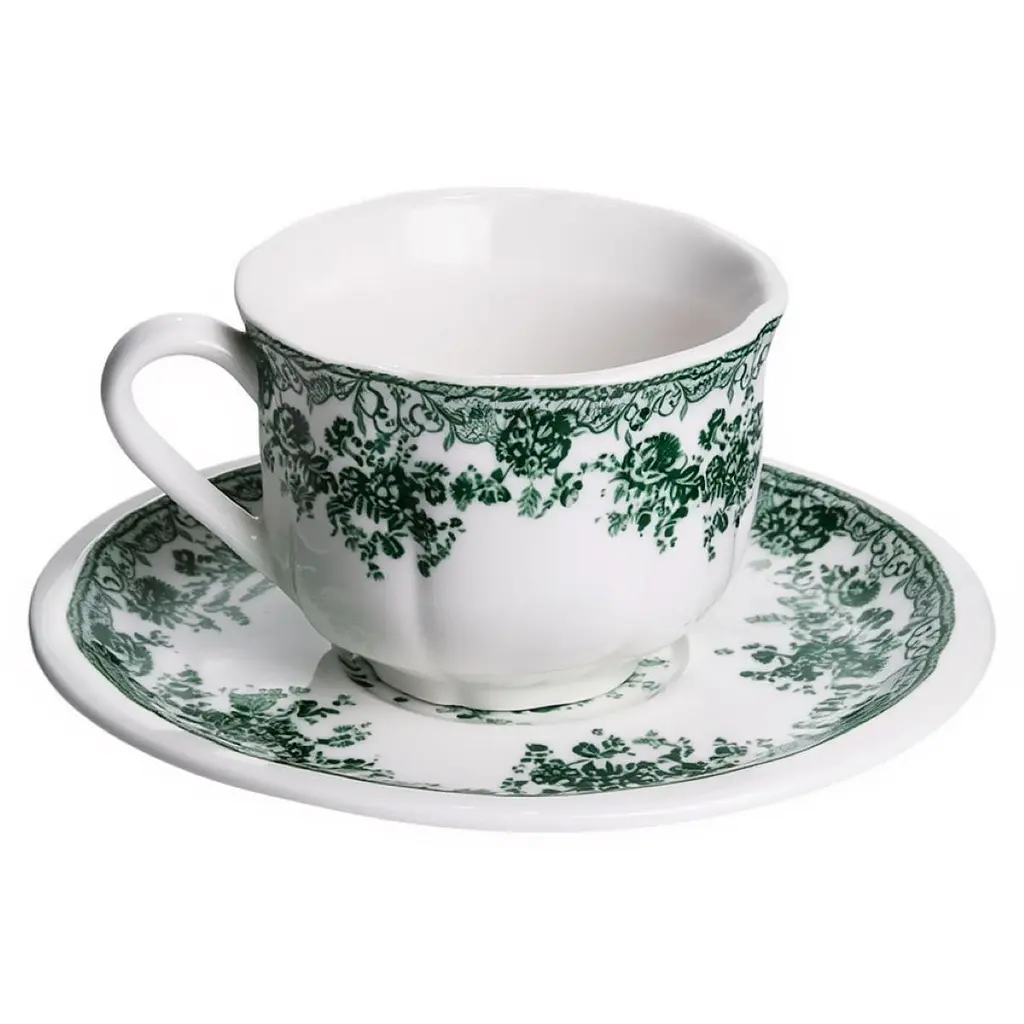 Столовий набір посуду Yiwu Vintage Elegant, 32 предмети на 6 персон, фарфоровий, зелений - фото 5
