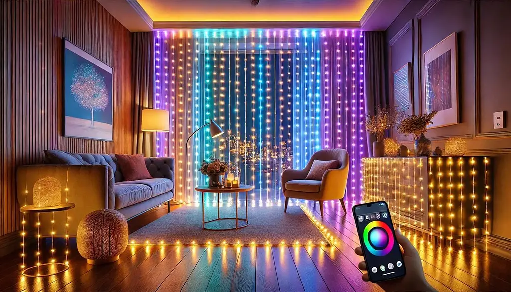 Розумна гірлянда-штора SunLamp 3х3 м RGB інтелектуальне програмування управління програма Control Smart - фото 5