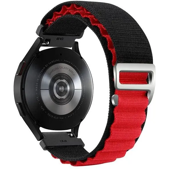 Браслет для Samsung Gear Sport - чорно-червоний Watchbands NormalCloth Wave ширина кріплення 20мм нейлоновий (W25-6WB24041325) - фото 1