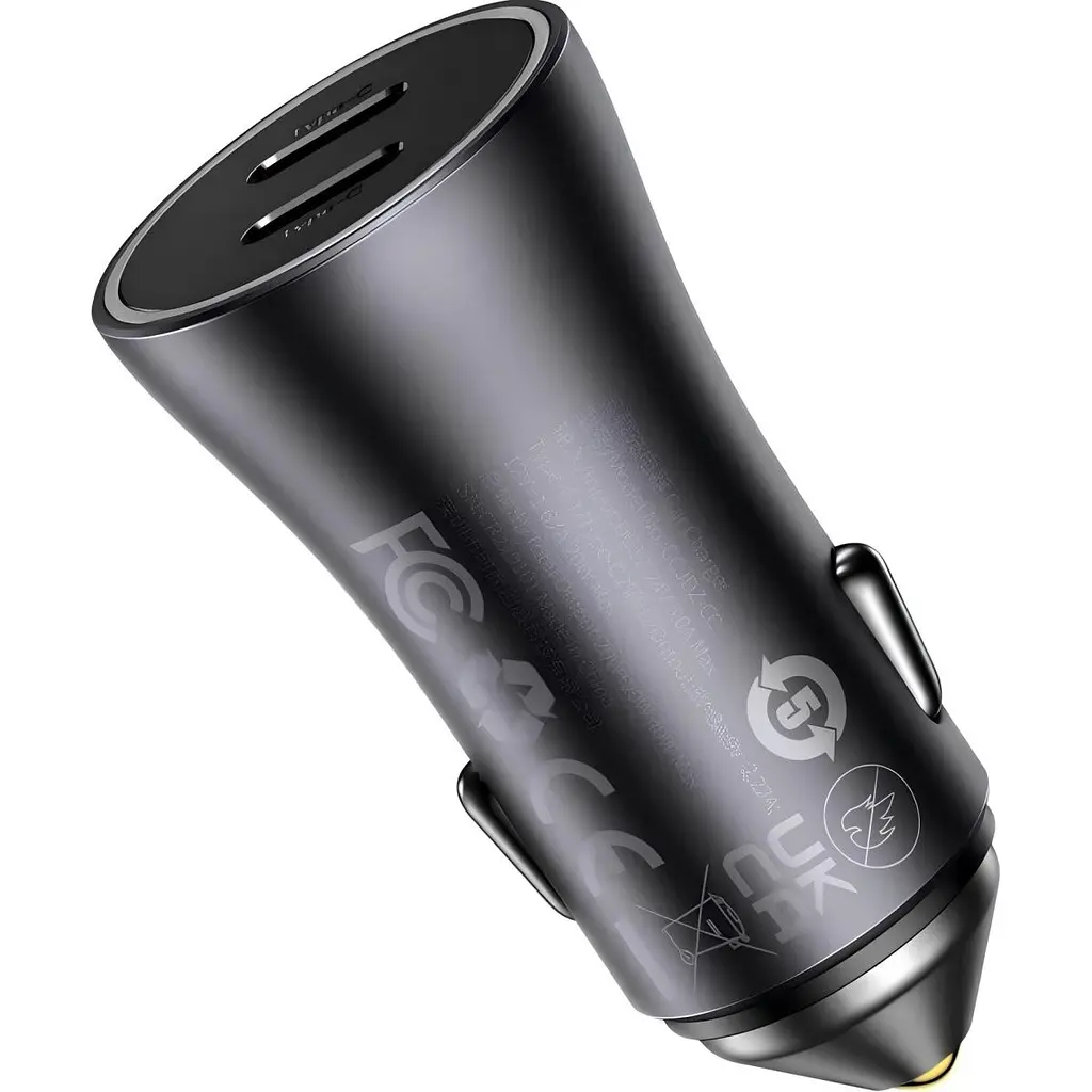 Автомобільний зарядний пристрій Baseus Golden Contactor Pro Dual Fast Charger 2хUSB-C 40W Dark Gray (CGJP000013) [136667] - фото 4