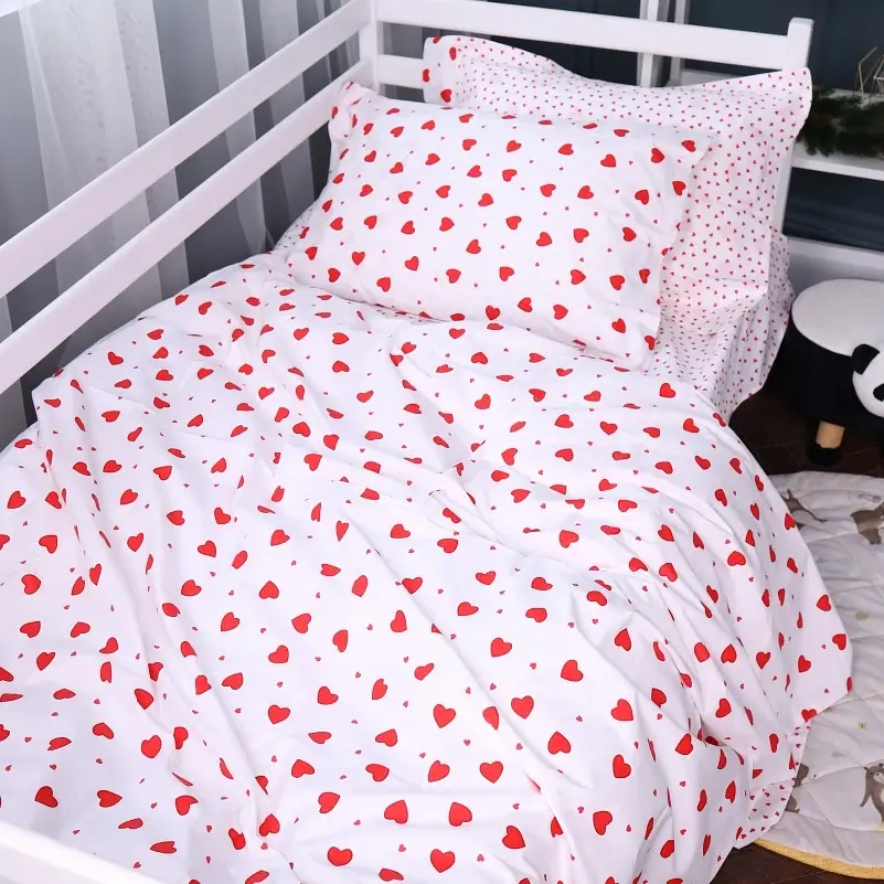 Наволочка MirSon Poplin Line Kids 01 Little Hearts 60х60 см біла з червоним (2200009710476) - фото 2
