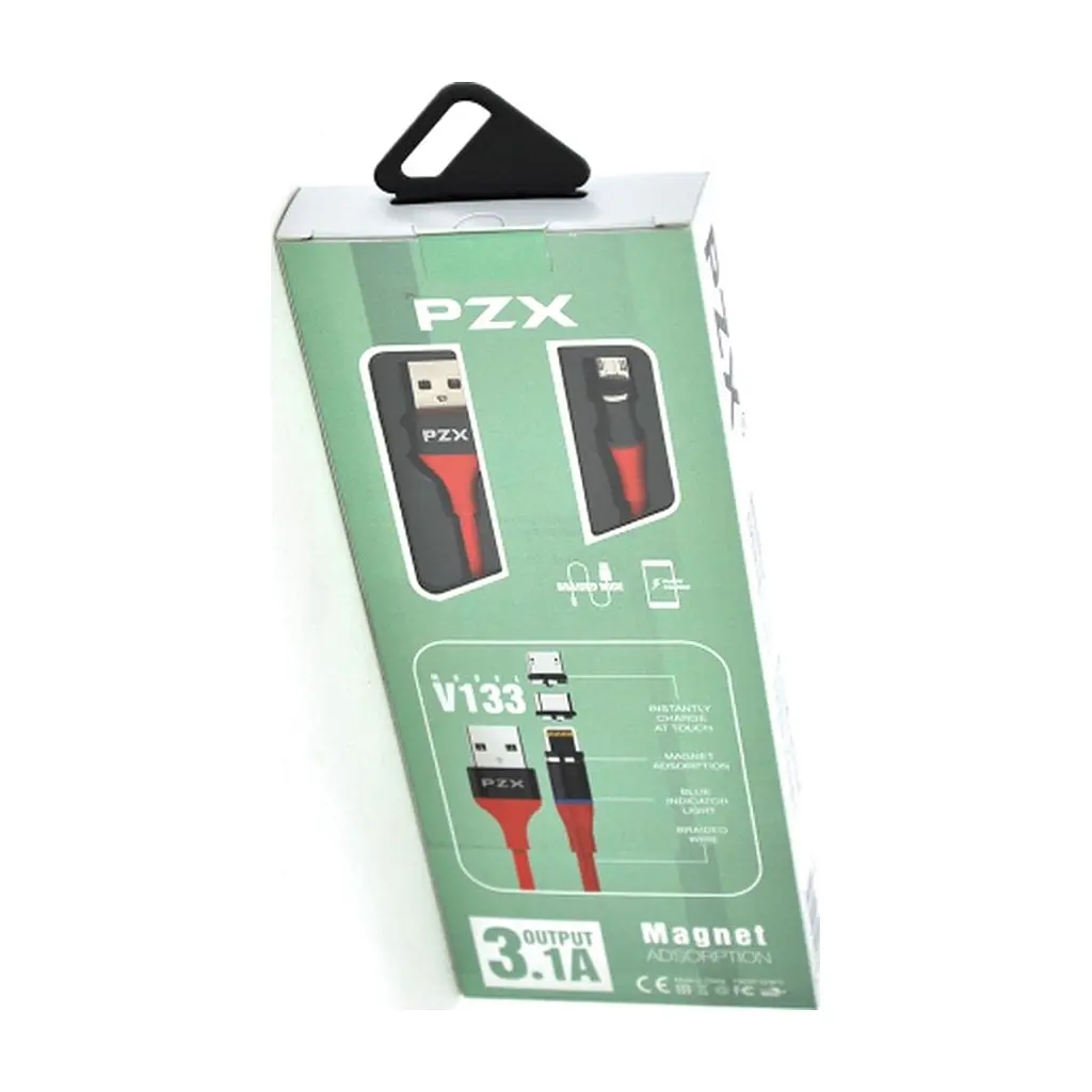 Кабель для передавання даних PZX USB 2.0 AM to Micro 5P magnetic 3.1A 1.0m red (V133-R-MC)