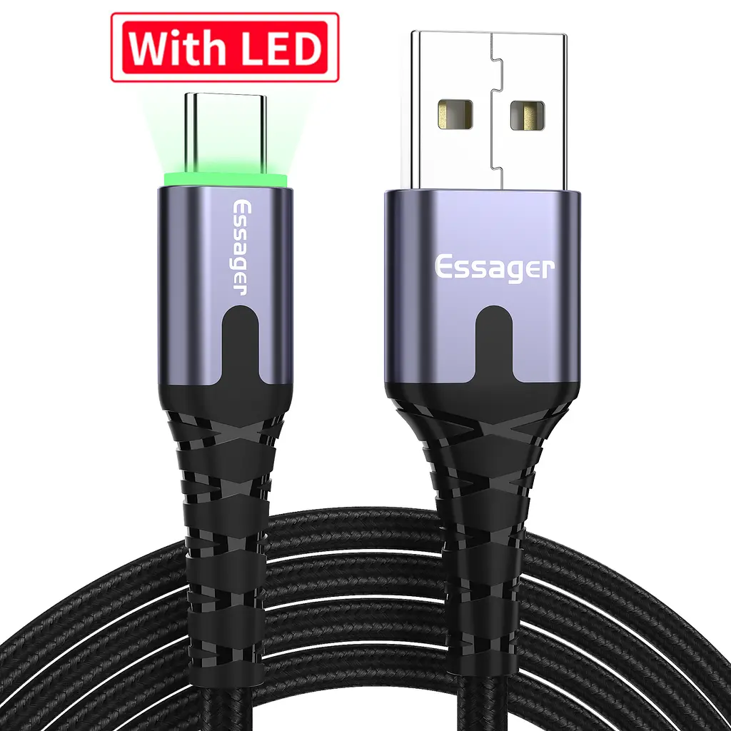 Зарядний кабель з підсвічуванням ESSAGER USB Type-C 3A 1метр - фото 3