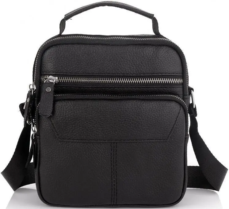 Сумка чоловіча шкіряна Tiding Bag через плече Чорна - фото 2