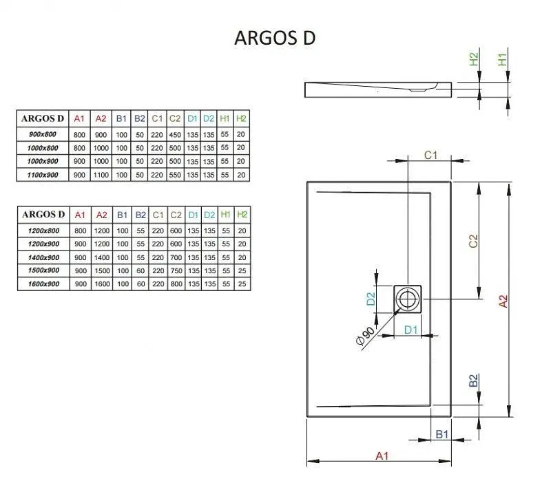 Душевой поддон Radaway Argos D 160x90 4AD916-01 - фото 2