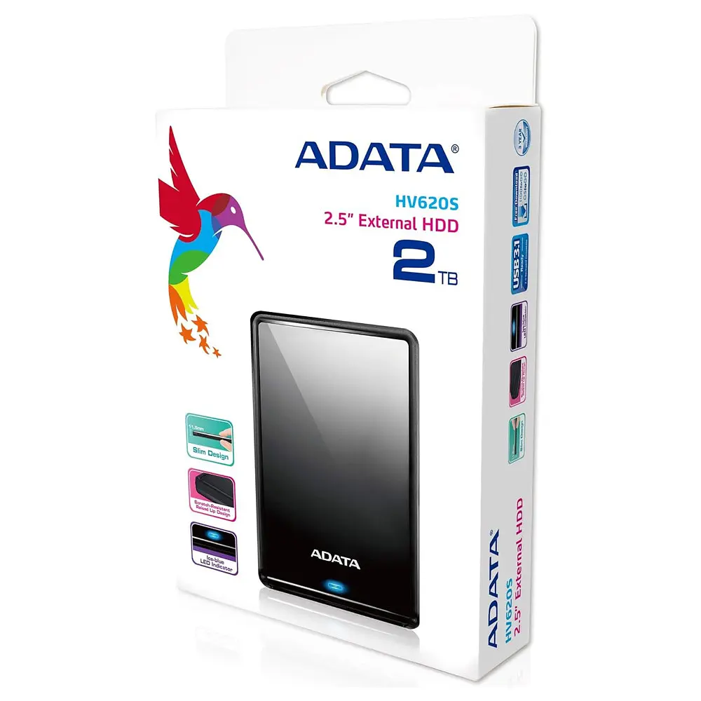 Зовнішній жорсткий диск PHD External 2. 5'' ADATA USB 3. 2 Gen. 1 DashDrive Classic HV620S 2TB Slim чорний - фото 2