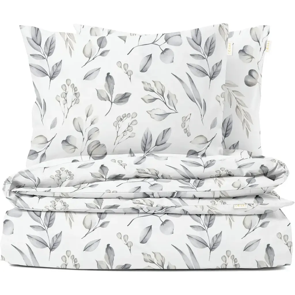 Комплект постільної білизни Cosas євро без простирадла STEPPE FLOWERS 200 x 220 см (FoliageBeigeGrey_200_2)