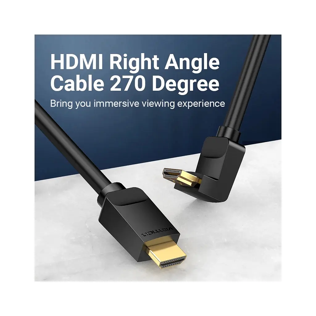 Кабель мультимедійний HDMI M to HDMI M 3.0m 4K60Hz 90° corner black Vention (AAQBI) - фото 8