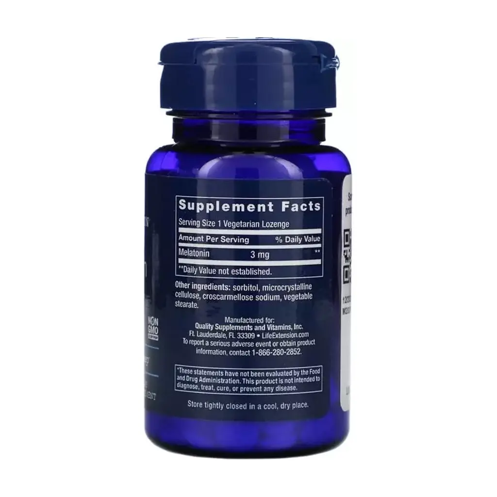 Антиоксидант Life Extension Мелатонін, Melatonin, 3 мг, 60 вегетаріанських льодяників (LEX-33206) - фото 2