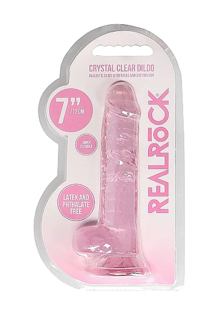 Реалистичный фаллоимитатор RealRock With Balls 7" 19 см розовый - фото 2