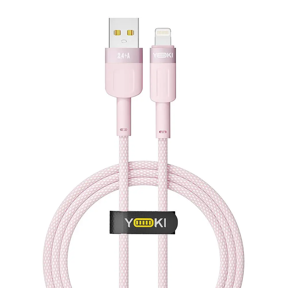 Кабель для заряджання та обміну даними USB Yoki YK-ST41 STYLE Series USB/Lightning 12W 2.4A/5V 1.2 м Рожевий
