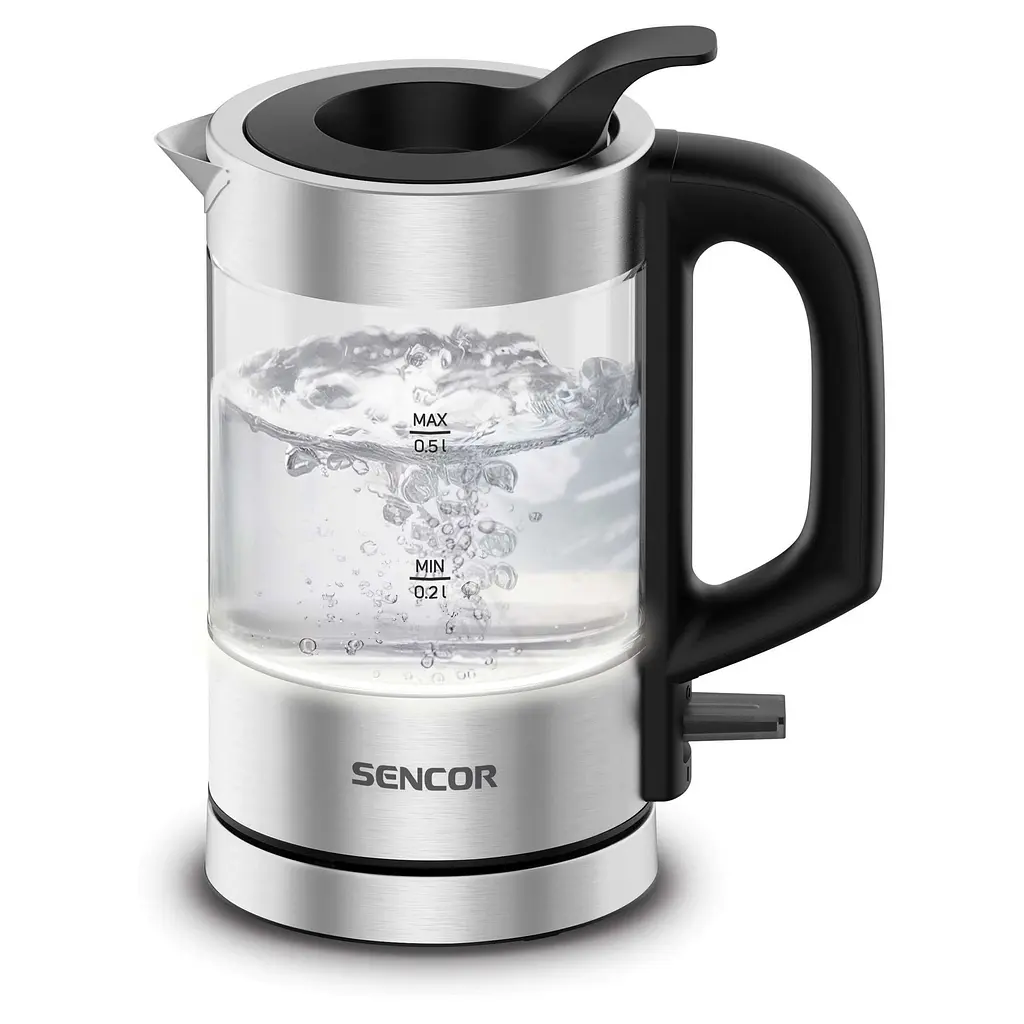 Электрочайник Sencor 0.5 л Strix пластик в комплекте 2 стакана + 2 ложки стекло нержавеющая сталь kuh0015372 - фото 6