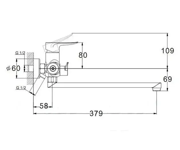 Змішувач для ванни Udis FOB7-A134 одноважільний з душовим набором Хром 30412 - фото 2