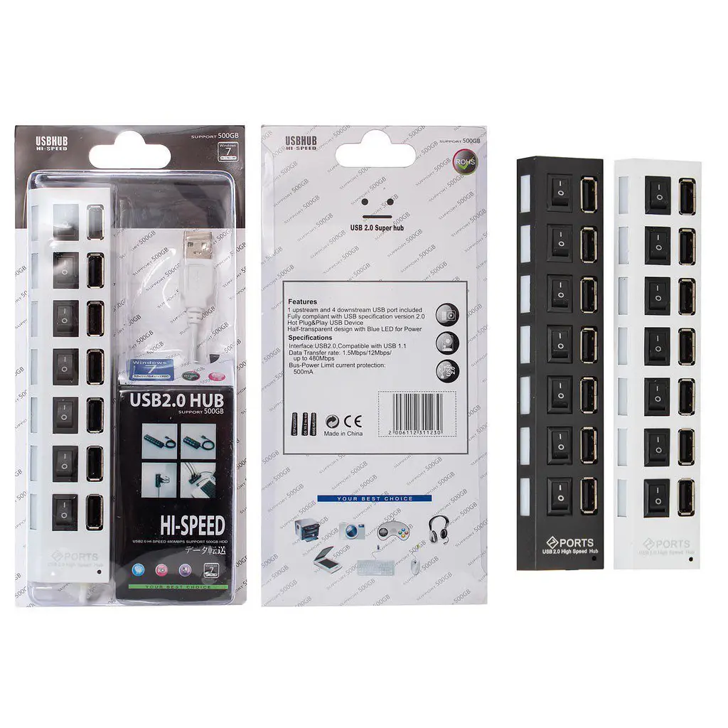 Хаб Usb GRAND Hub 7 ports 7 switch з вимикачем на кожен порт - фото 2