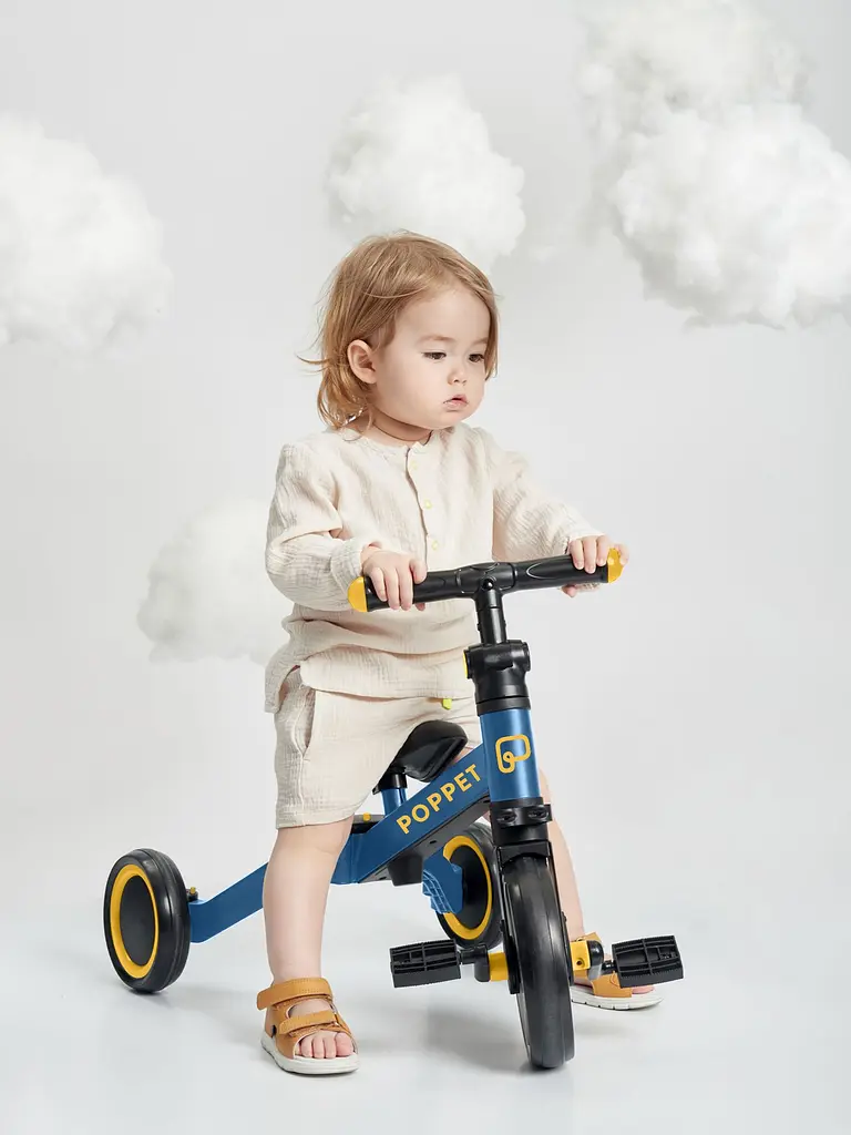 Дитячий триколісний біговел-трансформер Poppet 3 в 1 синьо-жовтий + стікерпак (PP-1702B) - фото 7