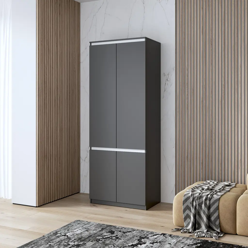 Шафа для одягу Vays, з полицями, в спальню, сучасна, з фасадами без ручок R-24 - фото 8