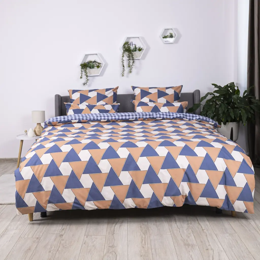 Комплект постільної білизни ТЕП Happy Sleep Delta ранфорс 50x70 євро синій - фото 2