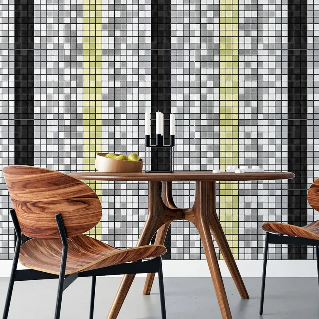 Самоклеюча алюмінієва плитка Sticker Wall 300х300х3мм Срібна із чорним мозаїка SW-00001825 - фото 6
