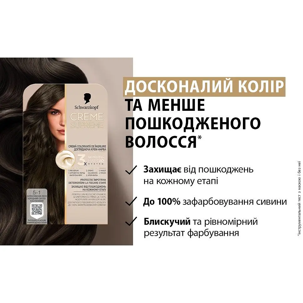Краска для волос Creme Supreme №5-1 холодный светло-каштановый - фото 3