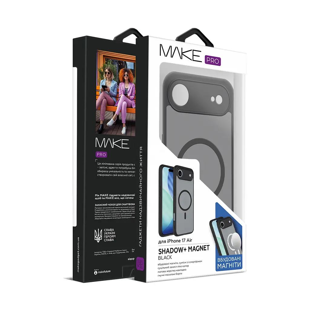 Чохол MAKE Apple iPhone 17 Air Shadow+ Magnet Black - фото 4
