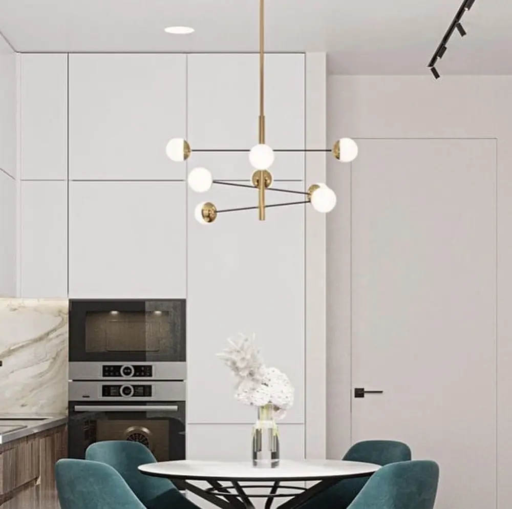 Современная каскадная люстра на 6 или 8 белых плафонов Ст. AOC 8 GD Line F - фото 5