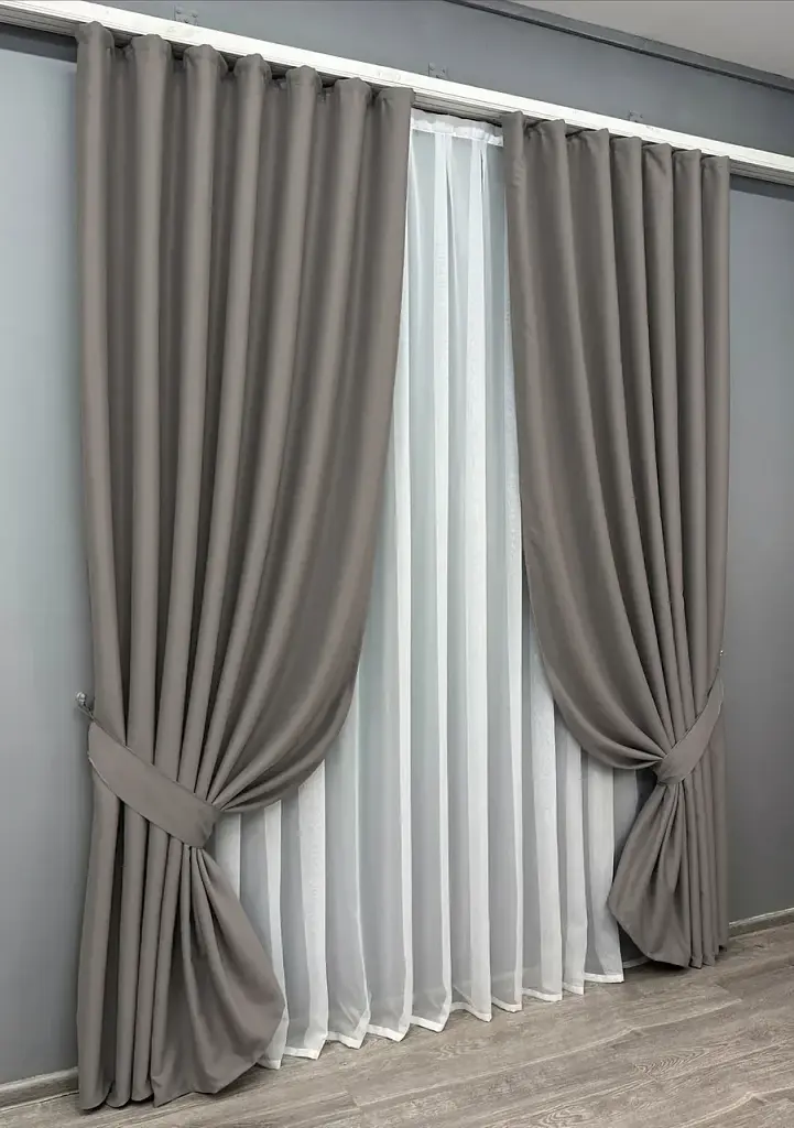Комплект штор VR-Textil Midnight блэкаут 2 шт 100x295 см серый (1228ш) - фото 3