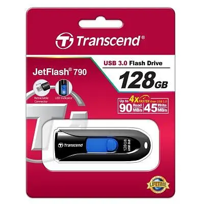 USB флеш накопитель Transcend 128GB JetFlash 790 Black USB 3.0 (TS128GJF790K) - фото 5