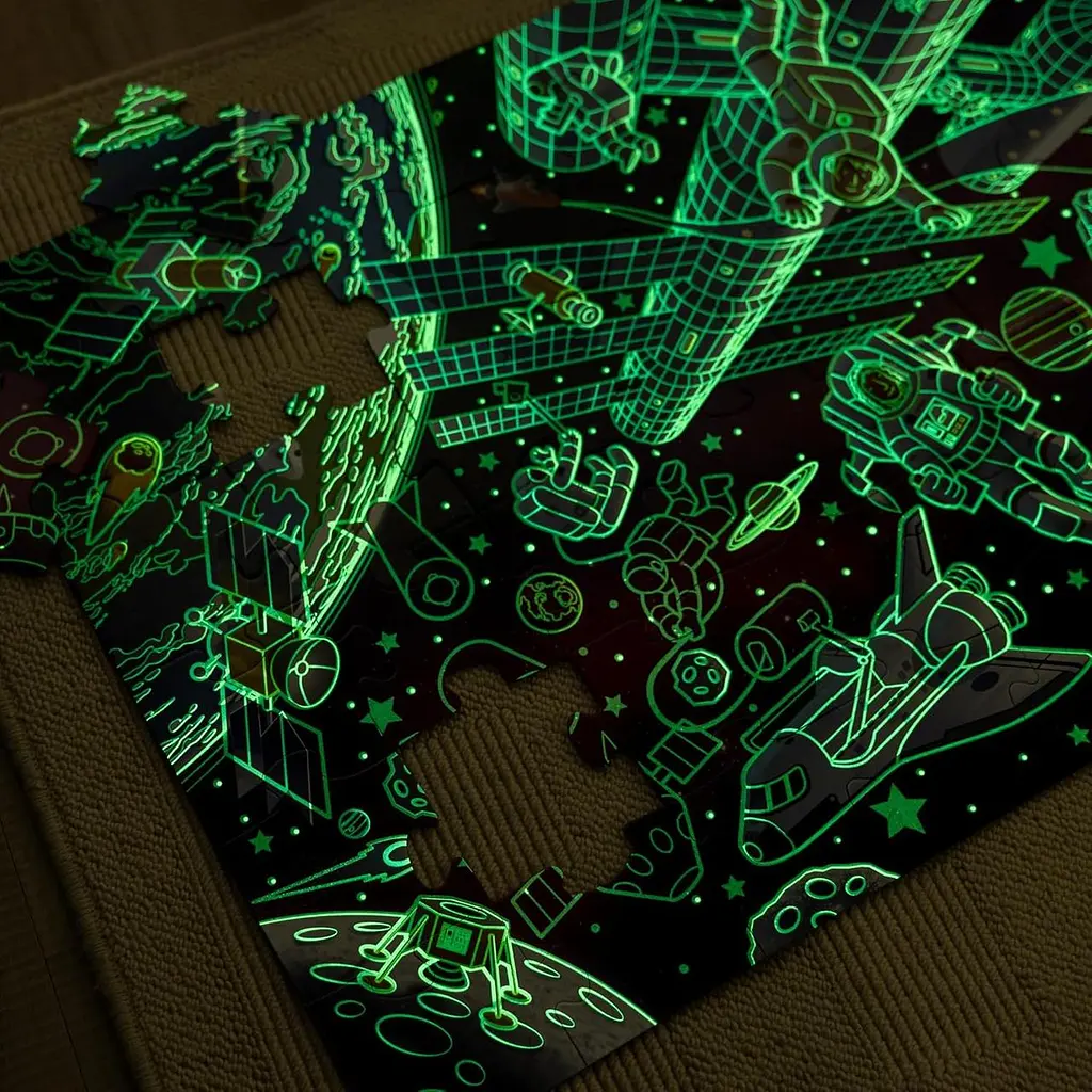 Підлоговий пазл Космос Melissa & Doug Glow in the Dark дитячий пазл на 48 деталей,світиться у темряві (SKU-218) - фото 4