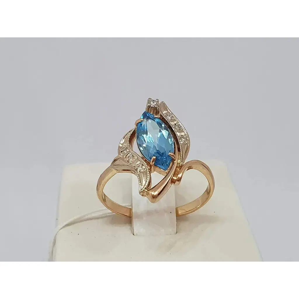 Золоте кільце Гаразд з діамантами і топазом. 3022188 19 - фото 4